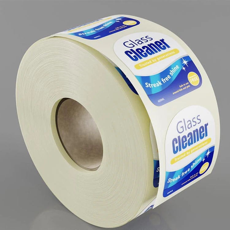 Custom Strong Adhesive Waterproof Detergent Labels on Roll , CMYK Printing Label Sticker for Toilet Bowl Cleaner Bottle Labels