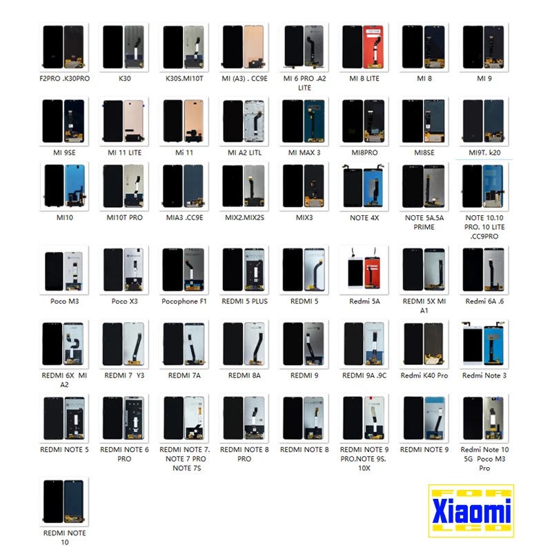 Redmi Note 3/4/5/6/7/8/9/10用 オリジナルOEM LCDディスプレイ交換部品