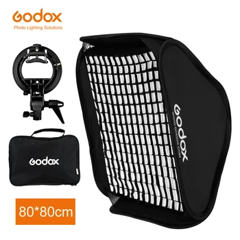 Hot Godox 80 * 80cm Honeycomb Grid Softbox + S Type Bracket Mount Bowens Mount Kit for Can** Speedlite Flash Softbox SFGV-G8080