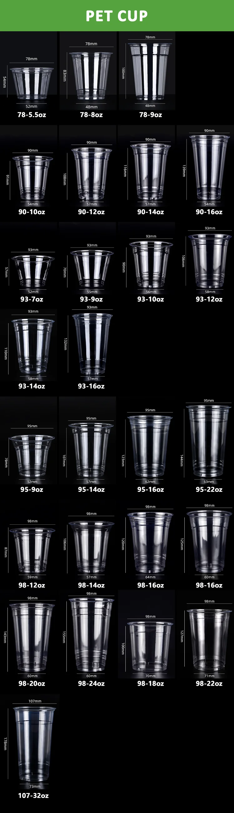 12/14/16/18/20/24OZ Disposable Bubble Tea Cups clear Boba Smoothie U-shaped Pp Pet Disposable Coffee Plastic Cup with Lids