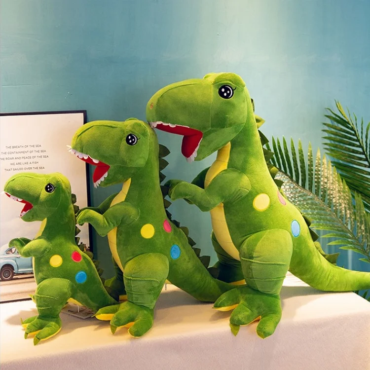 Custom Cartoon Giant Green Plush Dinosaur Toy Super Soft Stuffed Animal