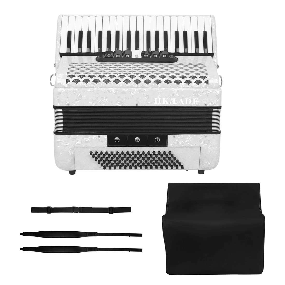 HK LADE 37-Key 96 Bass Accordion in White with Bag - Perfect for