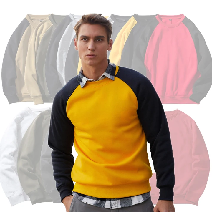 Wholesale Plus Size Men'S Hoodies and Sweatshirts Embroidered Screen Puff Printing Plain High Quality Crewneck Sweatshirts