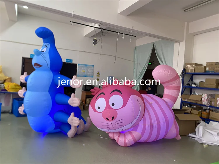 Alice in Wonderland Inflatables LED Lighting Flower Inflatable Caterpillar Cat Cartoon for Party Decor