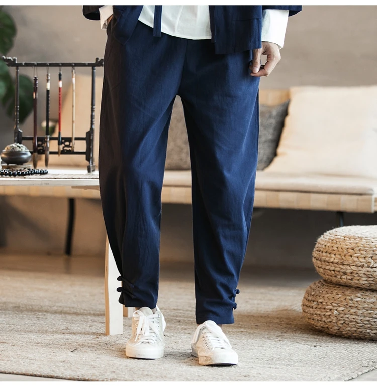 Men Japanese Style Pants Samurai Costume Vintage Male Trousers Vintage ...