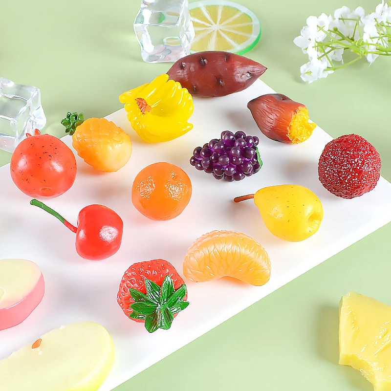 Hot Sale Simulated PVC Lemon Fruit Slices Plastic Strawberry Apple Fruit Model  for DIY Home Kitchen Decoration Photo Props