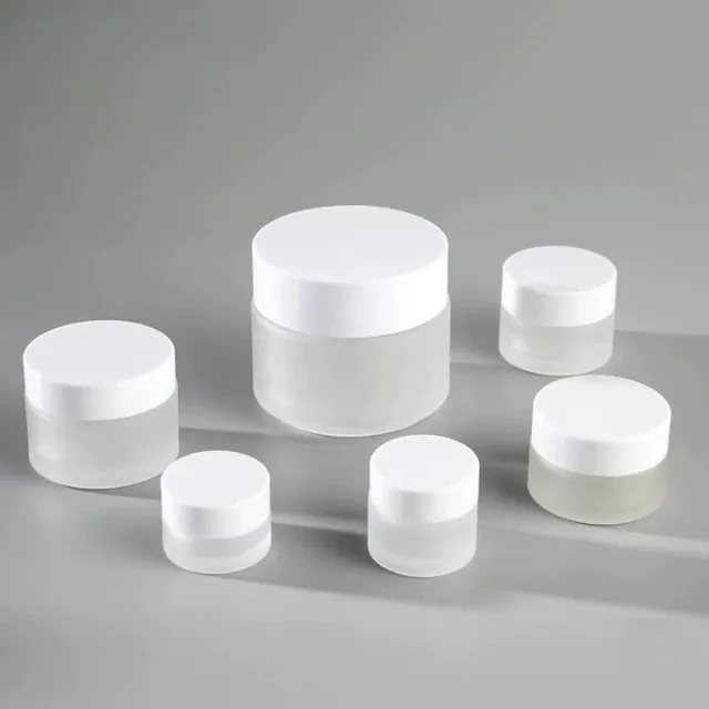 5g 10g 15g 20g 30g 50g 100g wide moisturizer face cream cosmetic glass containers jars for beauty products cream with white caps