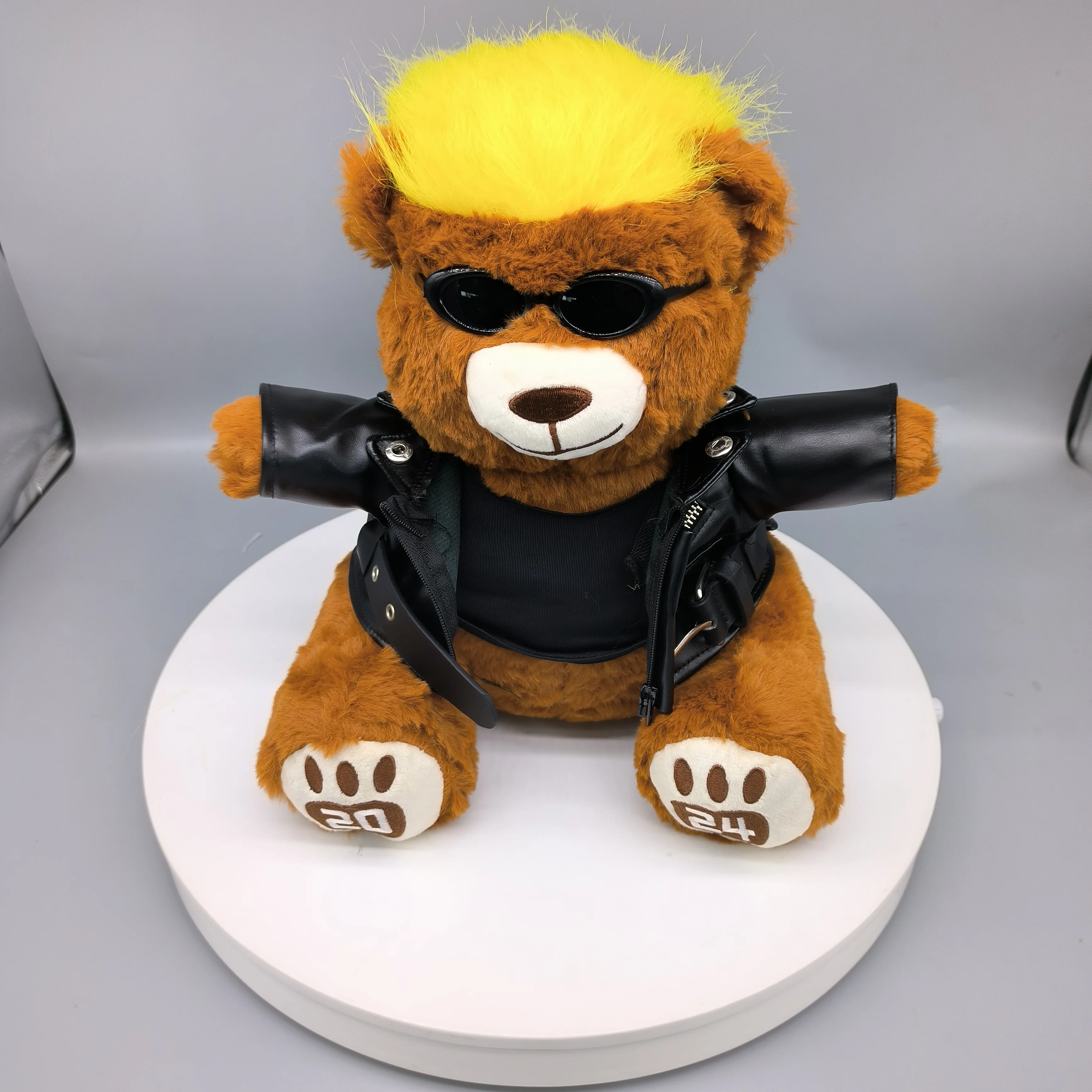 Custom Plush Doll - Teddy Bear in Motorcycle Leather Jacket