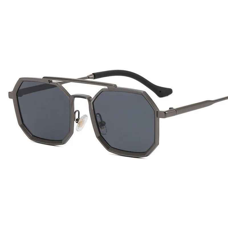 Custom Logo Retro Women Small Frame Punk Sun Glasses Alloy Polygon Steampunk Sunglasses for Men