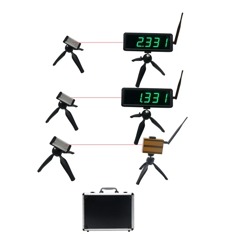 Professional LED Race Timing Clock Running Speed Test Stopwatch Countdown/up Digital Wireless Laser Timer with Portable Suitcase