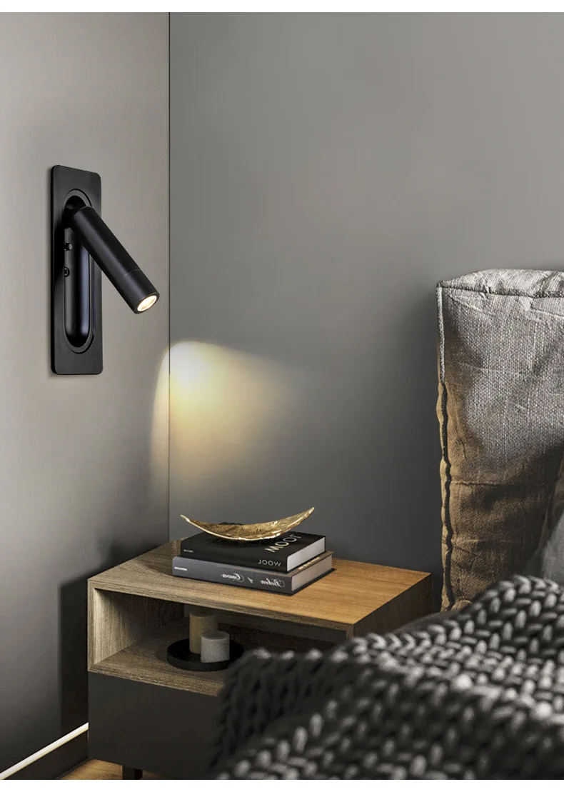 Adjustable Minimalist Led Wall Lamp Hotel Headboard Reading Light For