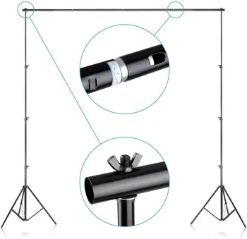 Neewer 8.5ft X 10ft/2.6M X 3M Background Stand Support System with 6ft X 9ft/1.8M X 2.8M Backdrop(White,Black,Green) for detail image