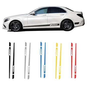 Car Waist Side Skirt Decoration Stickers Vinyl Racing Long Stripe Door Decal For Auto Body Car Accessories