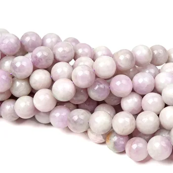 Wholesale natural stone loose gemstone natural kunzite round beads for adjustable bracelet jewelry making