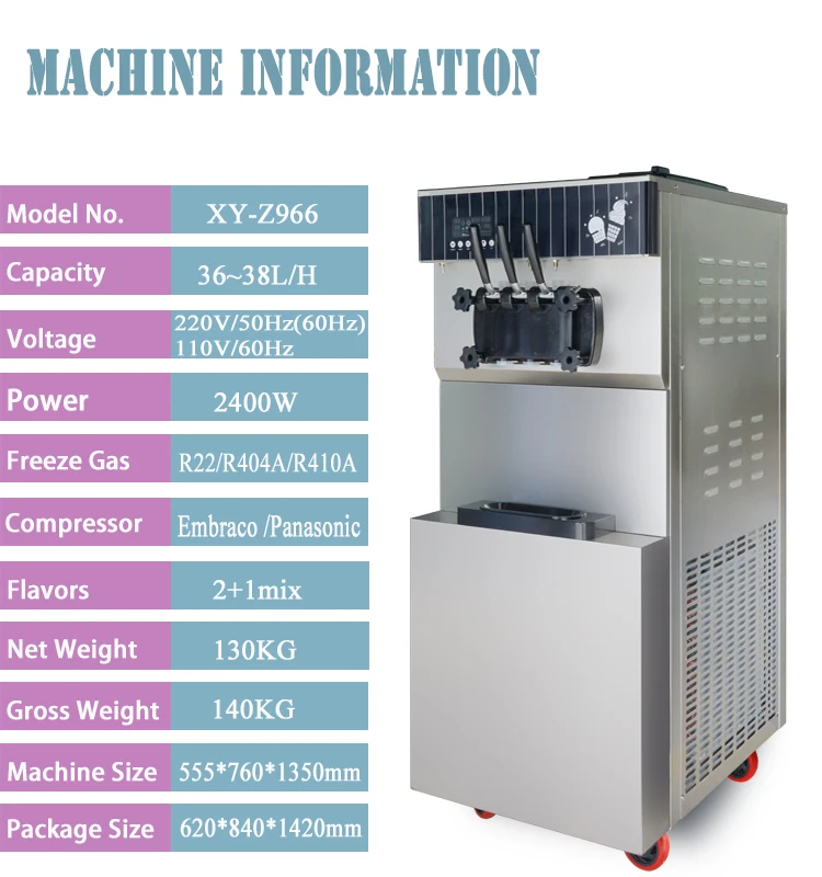 High Productivity Ice Cream Maker - XY-Z966 with Factory Prices