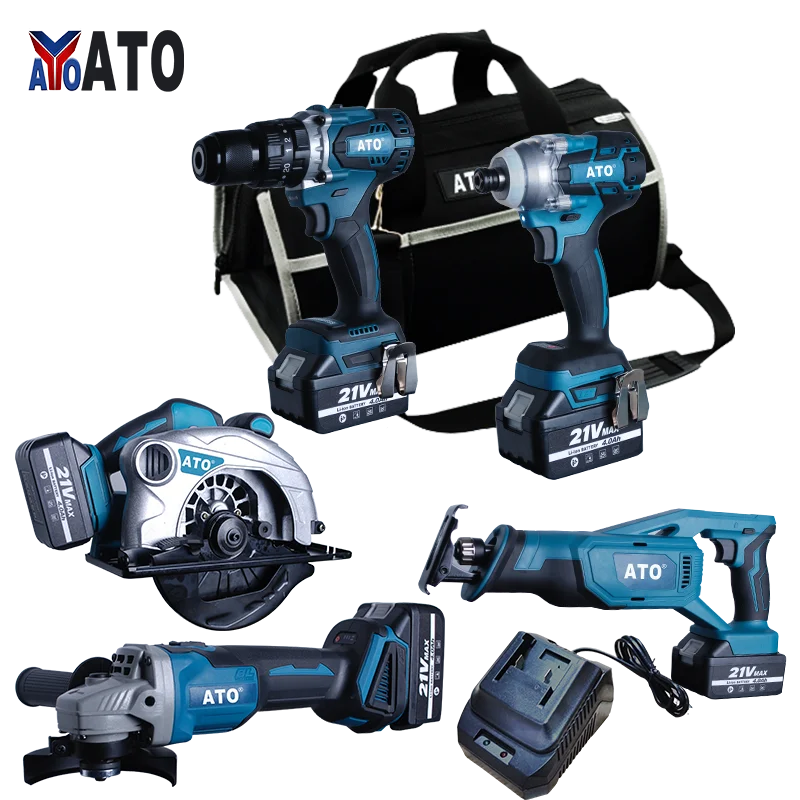 ATO  Power Tools N in One Wholesale Industrial 3.0Ah 4.0Ah 5.0Ah 21V Cordless Tool Kits Power Tool Combo Kits