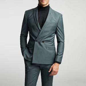 blazer Set for Men High-fit Suit Men's Slim Wool Formal  Exquisite Buttons Bump Collar Two-piece Plus Size Men's Suits
