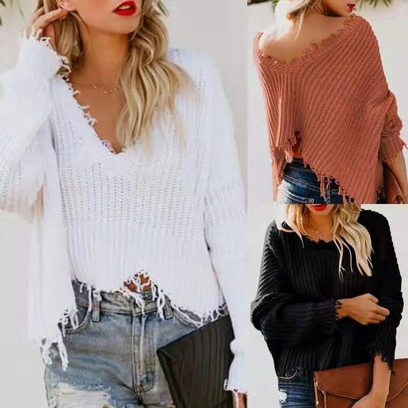 ripped hem sweater