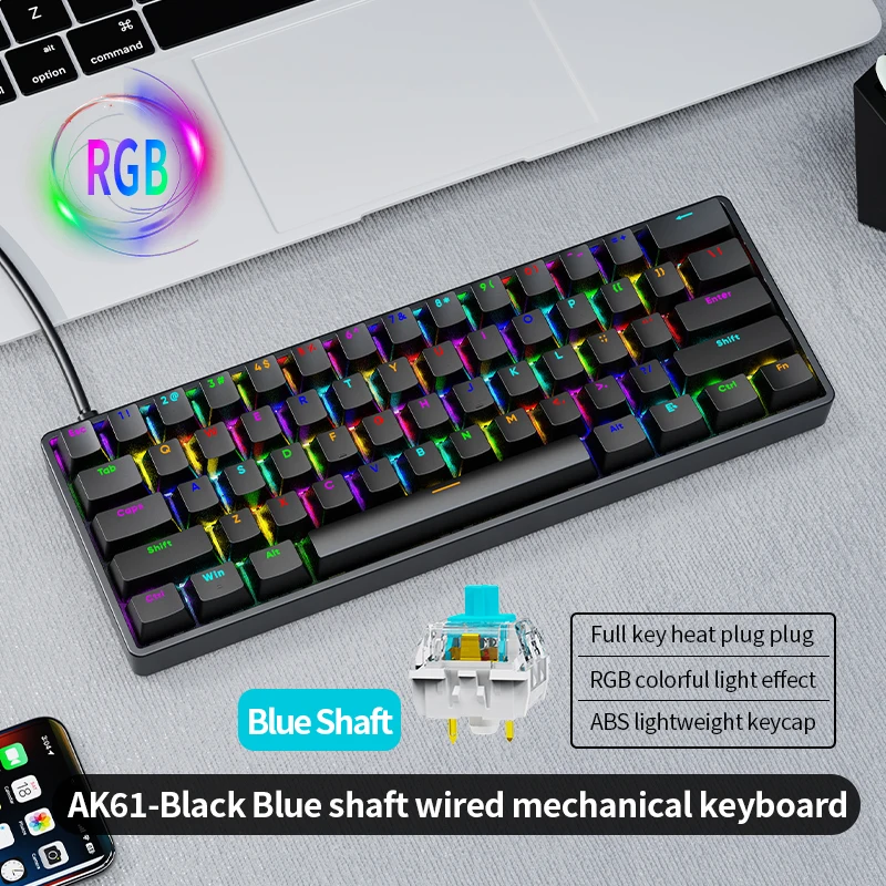 AK61 Compact Hot-Swappable 61 Keys Wired Mechanical Gaming