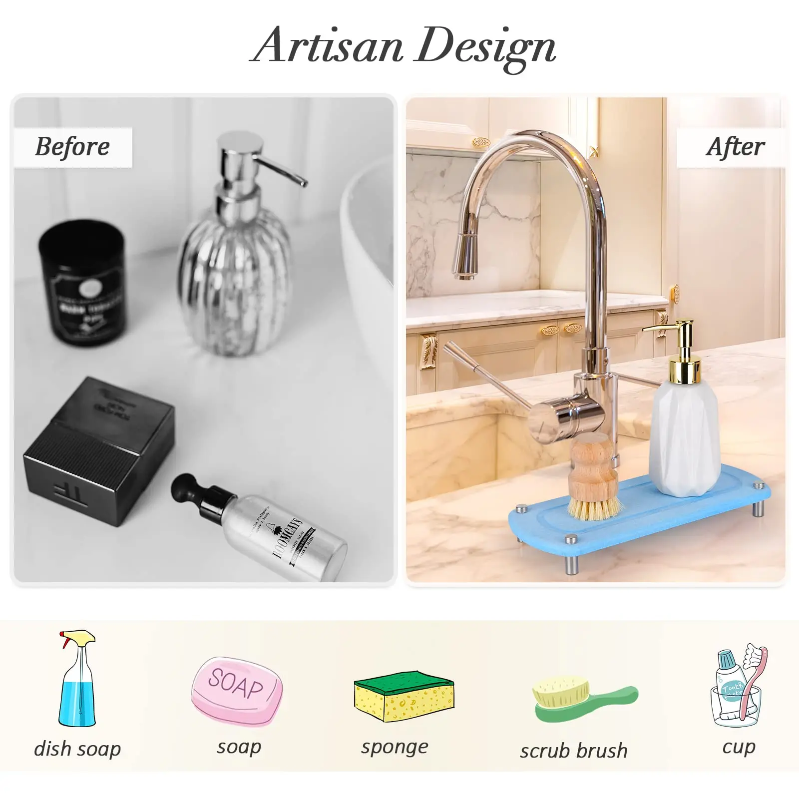 Diatomaceous Earth Sink Tray Stone Home Sink Caddy Kitchen Bathroom