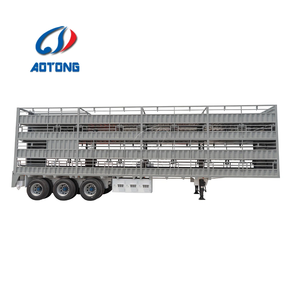 Steel Livestock Trailer Truck 3 Axle Sheep and Cattle Transporter with Fence Semi Trailer for Animal Transport