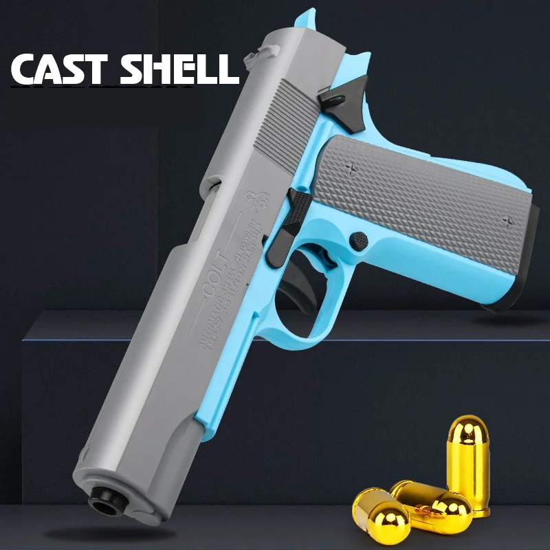 Kid's Pure Throw Shell M1911 Toy Guns Non Firing Model Empty Hanging Back Chamber Hand Loaded Toys