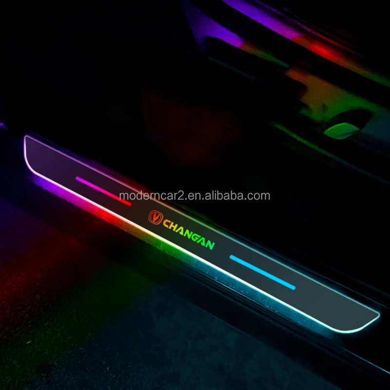 Acrylic Usb Power Moving Led Pedal Car Scuff Plate Pedal Door