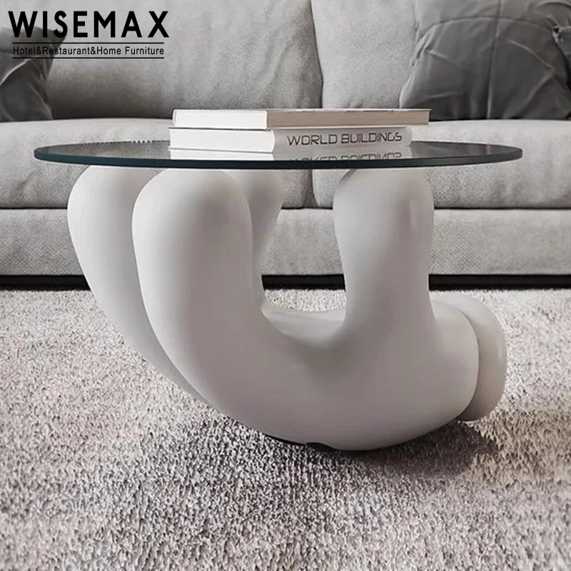 WISEMAX FURNITURE Nordic Home Furniture Sofas Center Table Round clear Glass Top Fiberglass Sofas End Table Coffee Tables