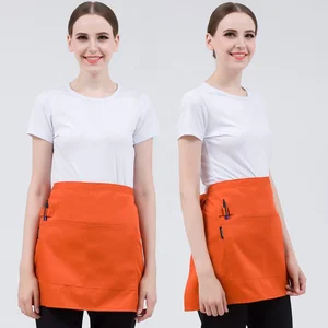 Half-Length Black Twill Apron for Men Women for Waiters Hotels Restaurants Western Cafes Kitchen Chef Restaurant Bar Uniforms