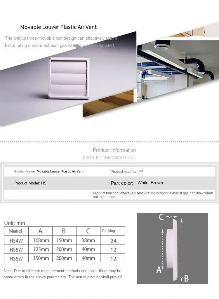 Air Vent Louver Dry Vent Plastic Air Extraction Grille Customization