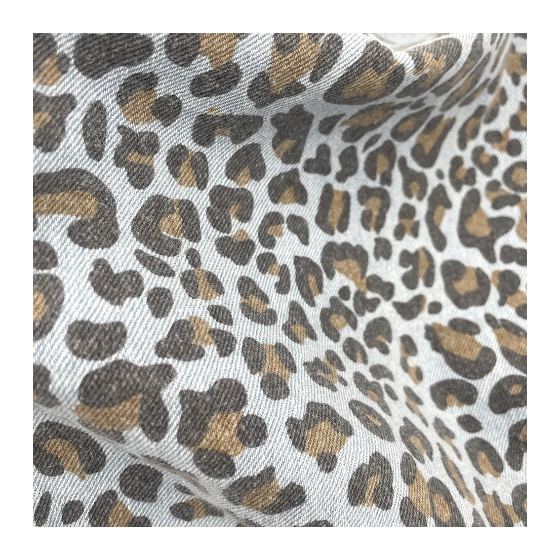 BC New Aging Custom Washed Cotton Leopard Print Denim Fabric Eco-Friendly Twill for Boys' Shoes Upholstery Girls' Accessories