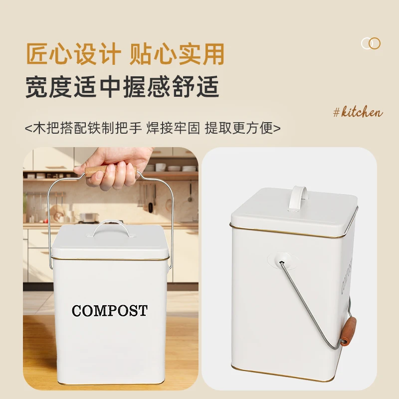 Family Garden Compost Storage Bucket Onion Cheese Trash Can Galvanized Iron Metal Food Compost Bin With Lid
