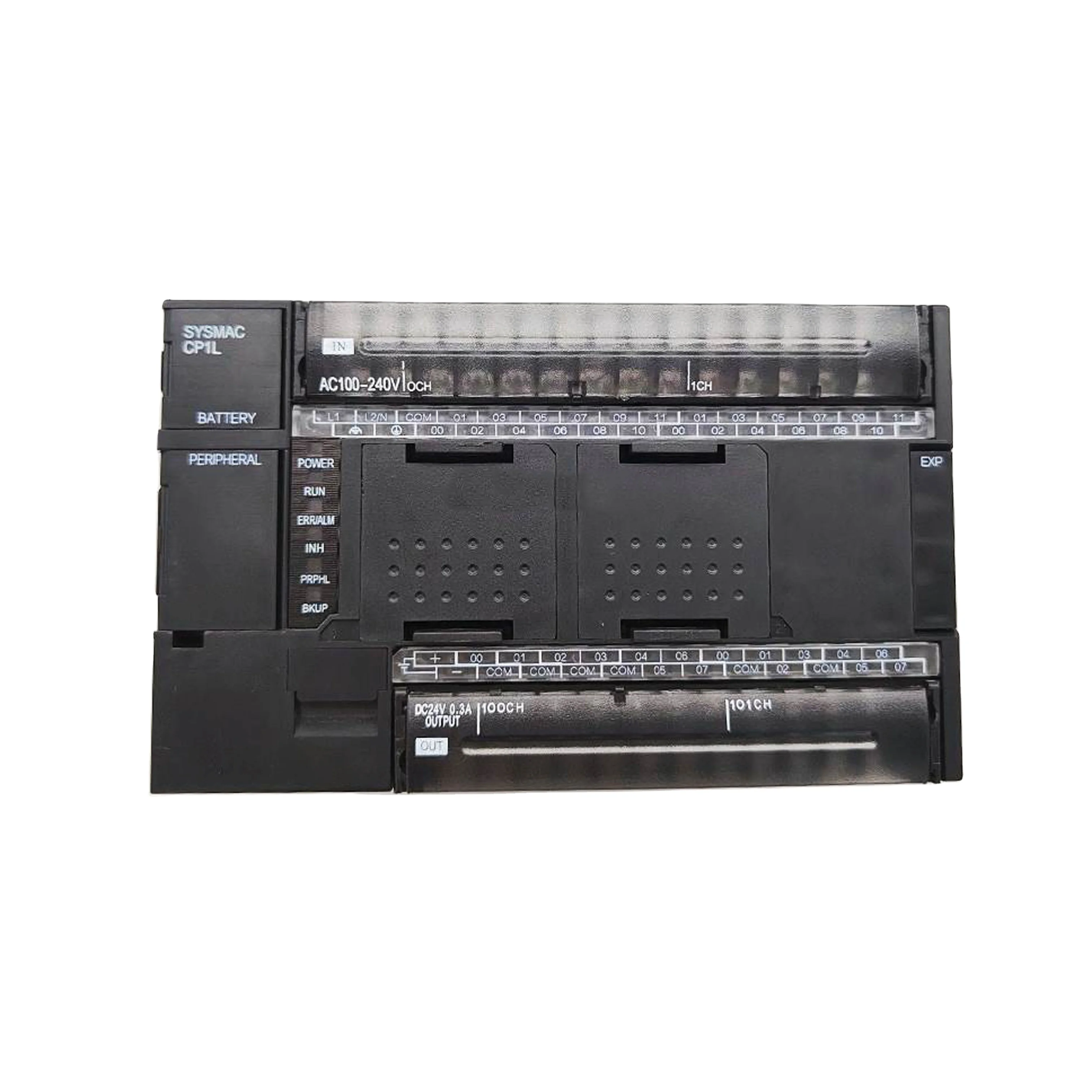 New Original Omron CP1L series compact PLC. 30 I/O points, transistor output, 24V DC power supply, built-in high-speed counters, pulse outputs and communication ports. Features high stability, easy programming, widely used in small automation systems, pac