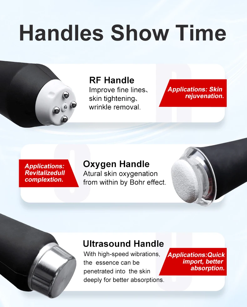 Machine Faciale 3 En 1 Oxygène + RF + Ultrason - Soin éclat, Fermeté, Rides - Neuf, 110V/220V