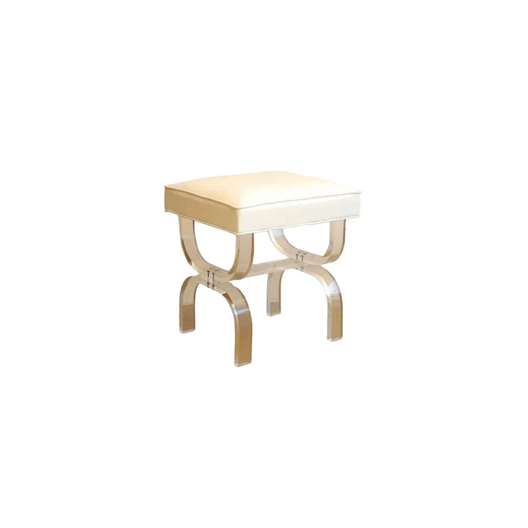 Modern Lucite Vanity Bench with PU Cushion