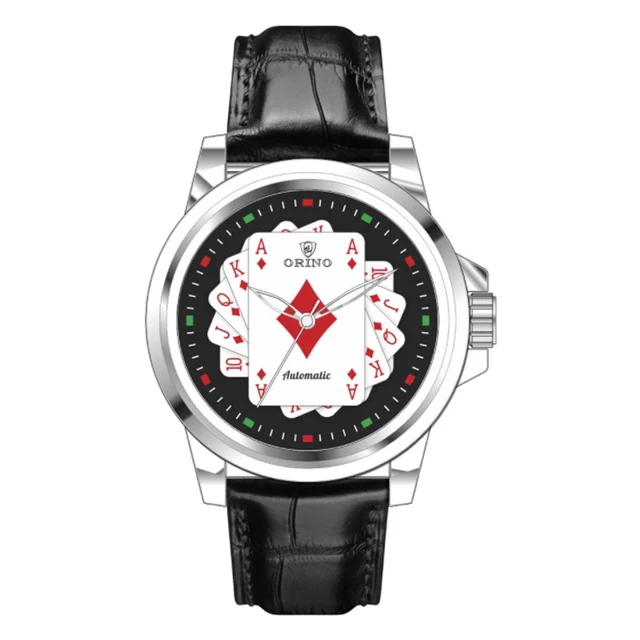 Automatic mechanical Man's wrist watch poker face watch