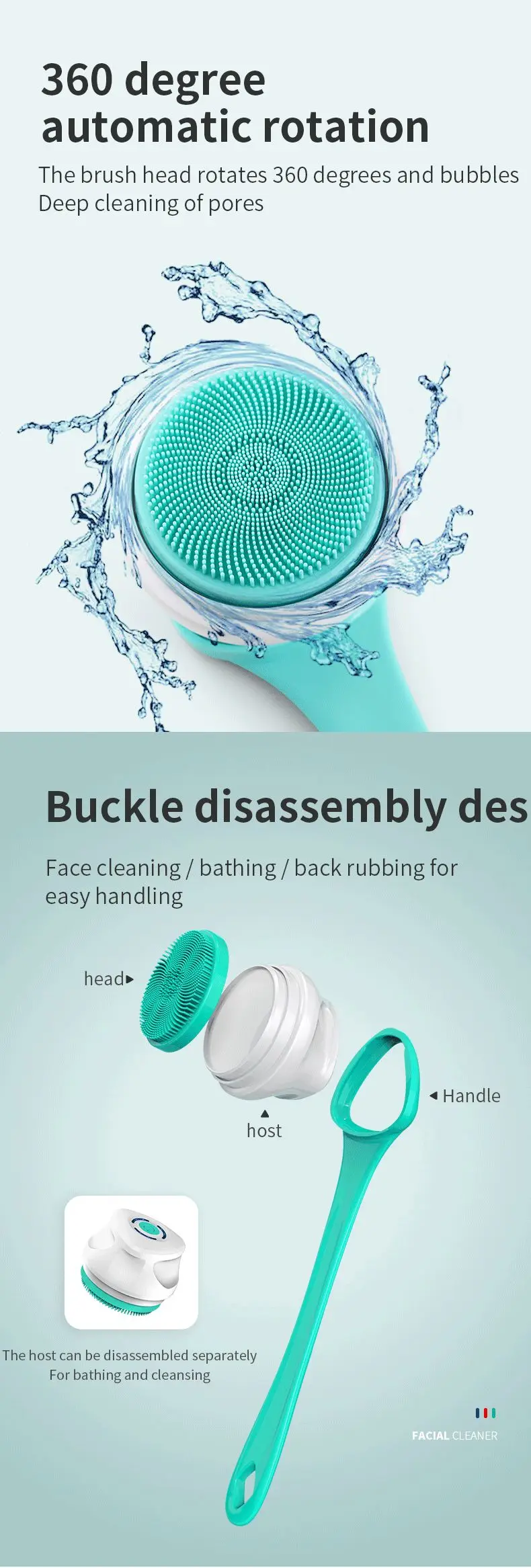 5 In 1 Rechargeable Multifunction Long Handle Waterproof Body Massage