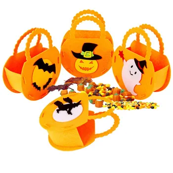 China wholesale multi-style can be customized Halloween felt bag for trick-or-treaters gift candy portable gift tote bag
