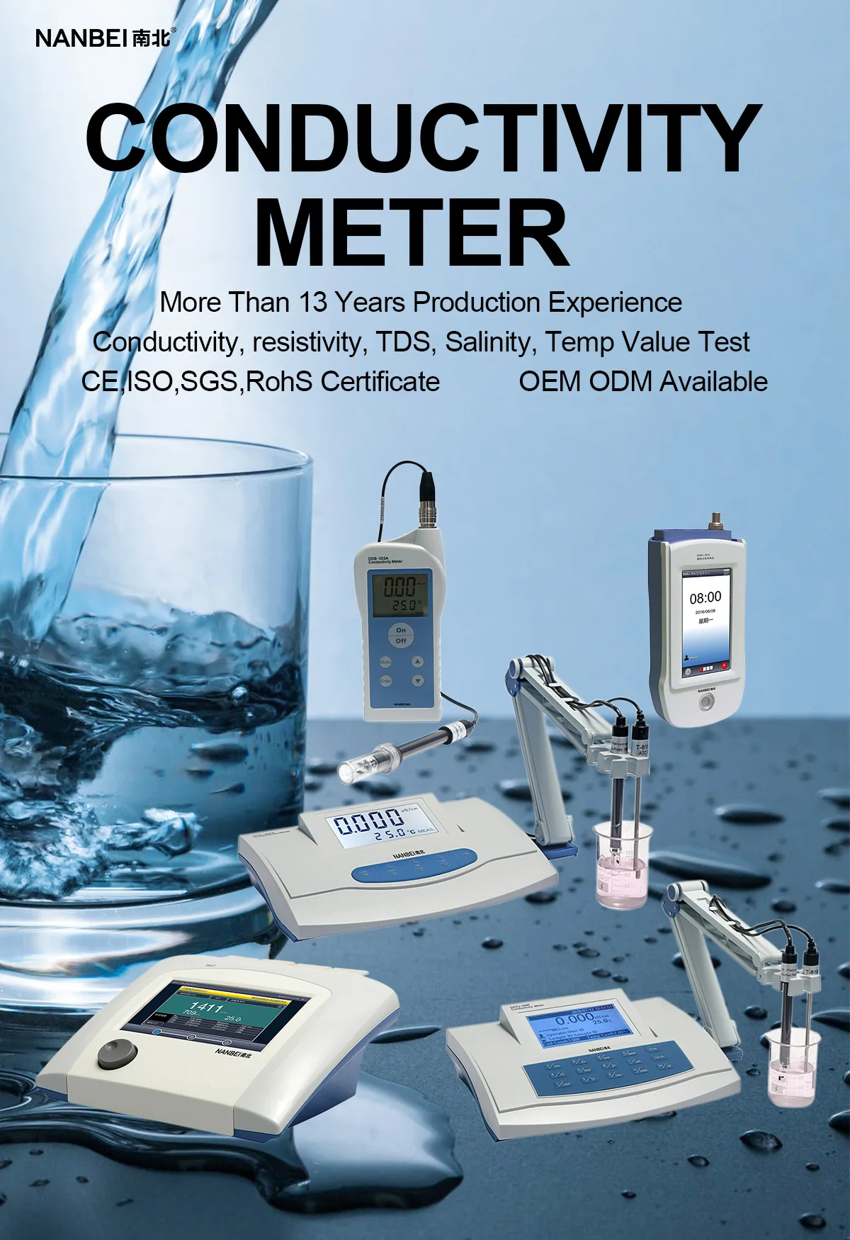 Benchtop Laboratory Multiparameter Water Quality 5 in 1 Conductivity DO Temperature Ion PH Meter
