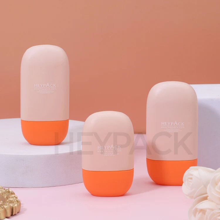 Flat Oval Shape 40ml HDPE Nozzle Applicator Sunscreen Lotion Bottle