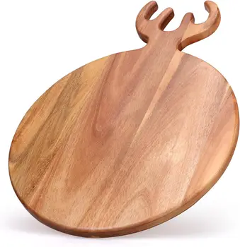 New Acacia Cutting Boards Bulk Wooden Set with Storage Holder Antler Wooden Decorative Chopping Board for Kitchen