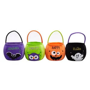 Halloween Treat Bag Non Woven Pumpkin Spider Embroidery Halloween Pumpkin Basket