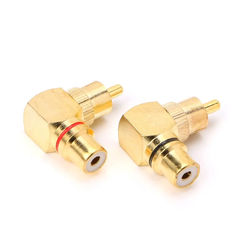 RCA Right Angle Male to Female Gold-Plated Brass Banana Connector 90 Degree AV Audio Adapters Cable Plug Butt Cap