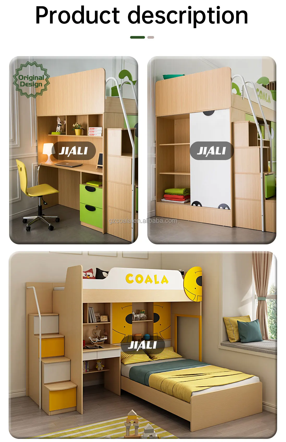 Manufacture Custom Cheap Storage Stair Wardrobe Desk Kid Bed Children