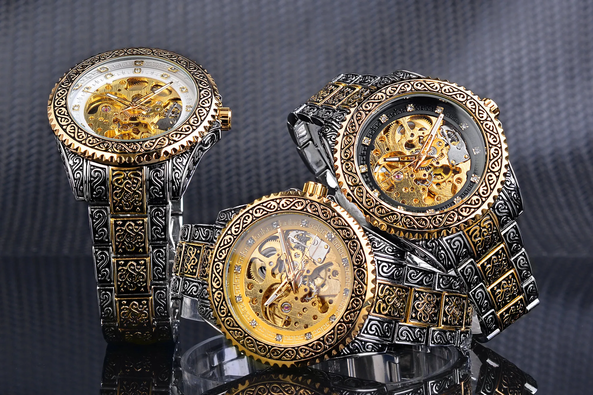 Forsining Gold Skeleton Automatic Men's Watch