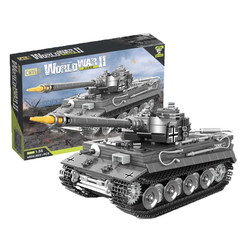 CAYI New Tiger Tank WW2 Military Model War World 2 MOC Bricks OEM Military Tank Educational Building Block Set Toys for Children