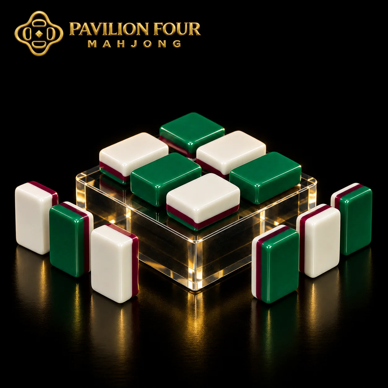 Green White American Mahjong Tiles Custom Laser Engraving, Personalized Image Logo Engraved Acrylic Mah Jongg Game Tiles