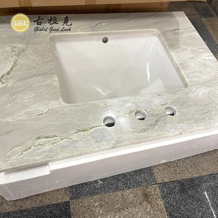 Fashion Counter Top Wash Basin Stone Marble Bathroom Vanity Top for Hotel Bathroom Decor details