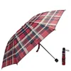 8 bone three fold-brown red lattice umbrella