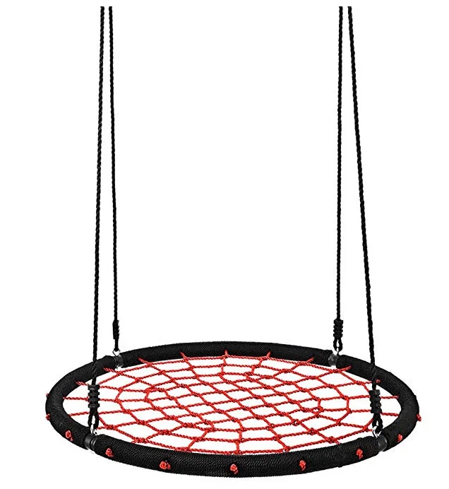 AS Shown Chezaa Web Tree Swing Net Swing Platform Set Detachable Nylon Adjustable Strap Ropes 40Colorful Extra Safe Durable Fun for Kids Adults Toddles Outdoor Backyard Accessories Ship from USA 